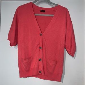 Talbots Salmon/Pink Bling Buttoned Cardigan